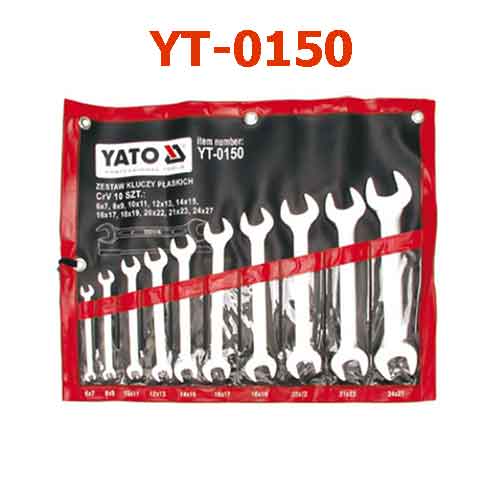10 cái Bộ cờ lê 2 đầu miệng (mờ) hệ mét 6-27mm YATO YT-0150