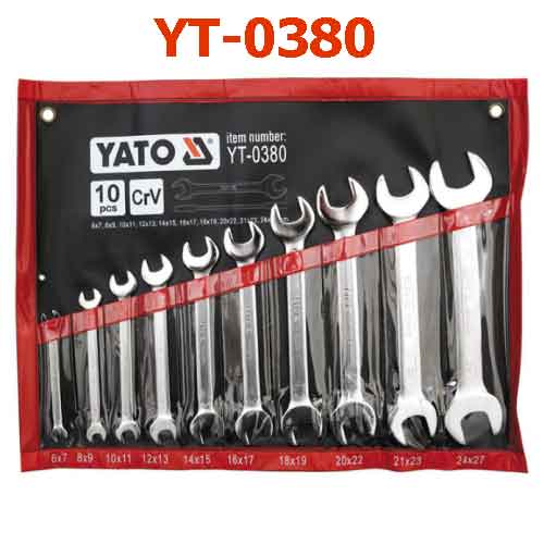 10 PCS Bộ cờ lê 2 đầu miệng (bóng mờ) hệ mét Từ 6x7-24x27MM YATO YT-0380