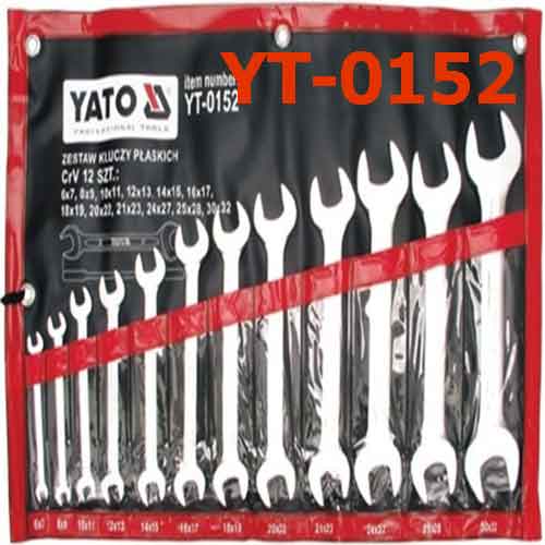 12 cái Bộ cờ lê 2 đầu miệng( mờ) hệ mét  6-32mm YATO YT-0152