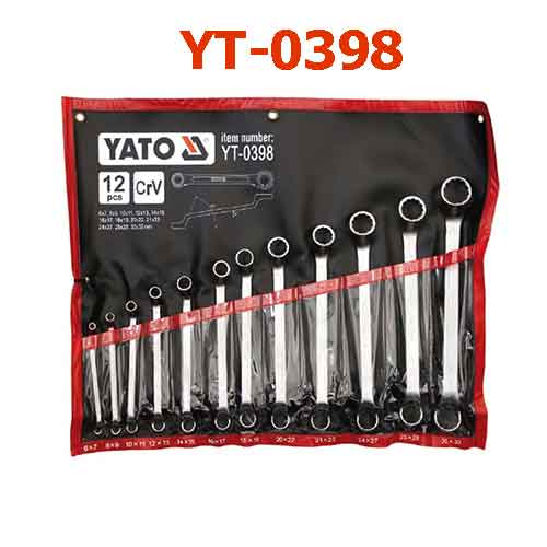 12 cái Bộ cờ lê 2 đầu tròng (bóng mờ) hệ mét 6-32mm YATO YT-0398