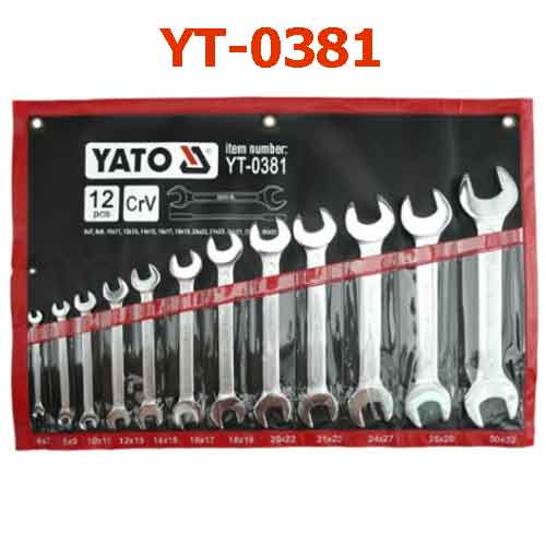 12 PCS Bộ cờ lê 2 đầu miệng (bóng mờ) hệ mét Từ 6-32mm YATO YT-0381