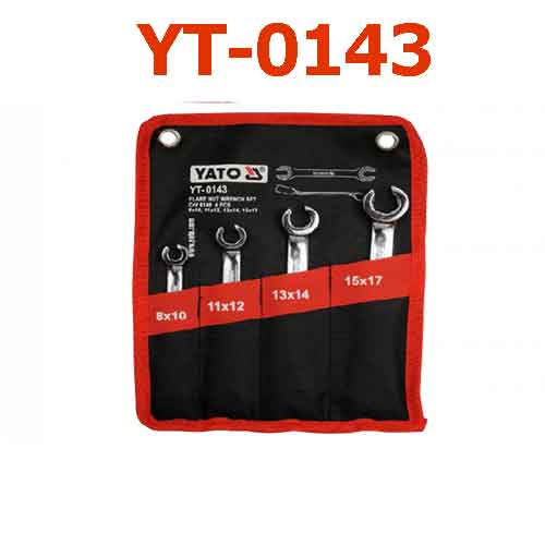 4 cái Bộ cờ lê 2 đầu miệng loe mở đai ốc 8x10, 11x12, 13x14, 15x17mm YATO YT-0143
