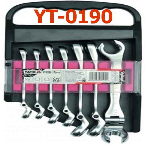 7 cái Bộ cờ lê 2 đầu loe tự lắc (bóng)  Từ 8, 10, 11, 12, 13, 14, 17mm YATO YT-0190