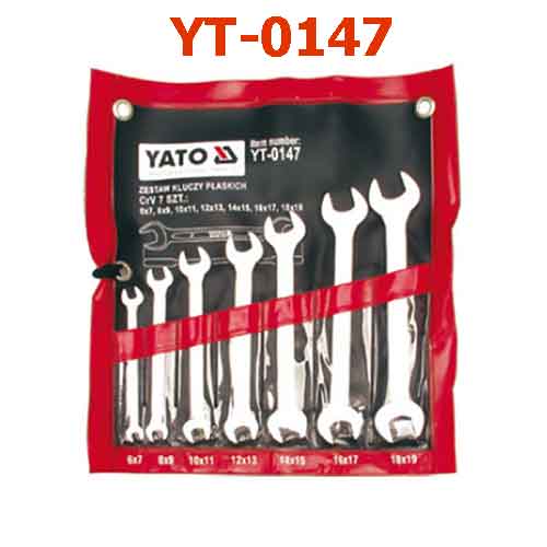 7 cái Bộ cờ lê 2 đầu miệng (mờ) hệ mét 6x7,8x9,10x11,12x13,14x15,16x17,18x19mm YATO YT-0147