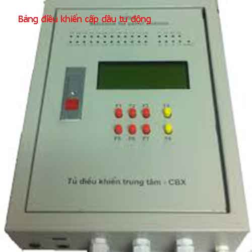 Bảng điều khiển cấp dầu tự động, tích hợp với van điện từ để cấp dầu tự động và tự ngắt, kết hợp phần mềm quản lý để quản lý lượng cấp.