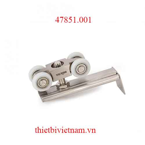 Bánh xe lùa treo 80kg 4 bánh nhựa, đế inox 201 ray hộp vuông model 47851.001