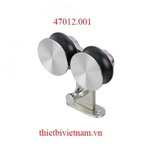 Bánh xe treo đôi 150kg inox 304, ray Inox tròn ø25 model 47012.001