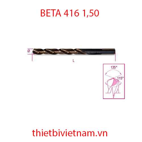 Bộ 10 chiếc DRILL WITH CYLINDRICAL SHANK BETA MODEL 416 1,50