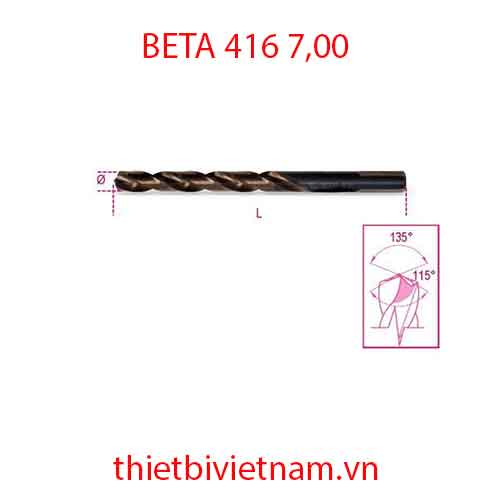 Bộ 10 chiếc DRILL WITH CYLINDRICAL SHANK BETA MODEL 416 7,00