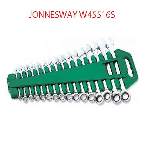 Bộ 16 cờ lê 1 đầu 2 cạnh kết hợp đầu tròng lắc nhanh 72 răng JONNESWAY W45516S