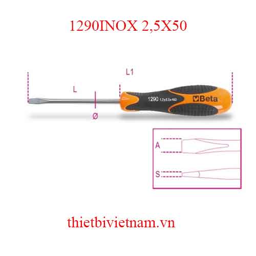 Bộ 4 chiếc SCREWDRIV. SLOTTED HEAD BETA MODEL 1290INOX 2,5X50