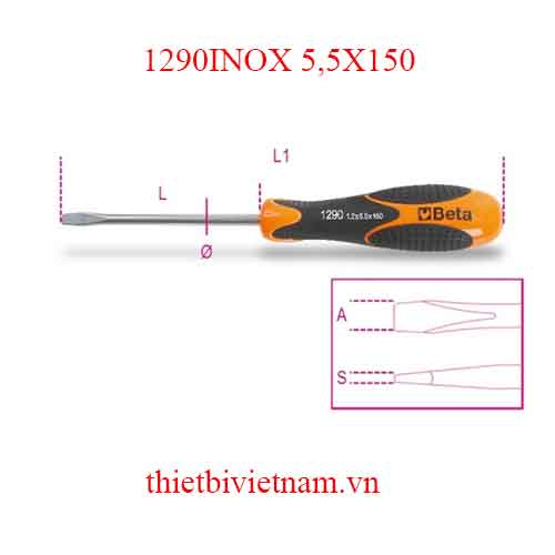 Bộ 4 chiếc SCREWDRIV. SLOTTED HEAD BETA MODEL 1290INOX 5,5X150