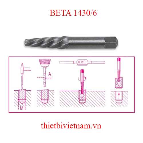 Bộ 5 chiếc TAPERED EXTRACTORS FOR SCREWS BETA MODEL 1430/6