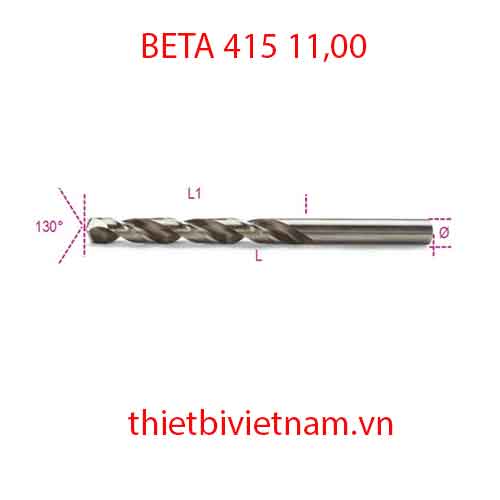 Bộ 5 chiếc TWIST DRILLS CYLINDRICAL HSS-CO BETA MODEL 415 11,00