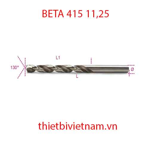 Bộ 5 chiếc TWIST DRILLS CYLINDRICAL HSS-CO BETA MODEL 415 11,25