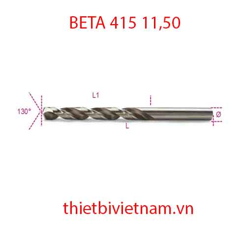 Bộ 5 chiếc TWIST DRILLS CYLINDRICAL HSS-CO BETA MODEL 415 11,50