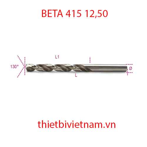 Bộ 5 chiếc TWIST DRILLS CYLINDRICAL HSS-CO BETA MODEL 415 12,50