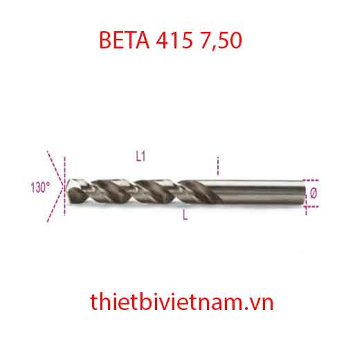 Bộ 5 chiếc TWIST DRILLS CYLINDRICAL HSS-CO BETA MODEL 415 7,50