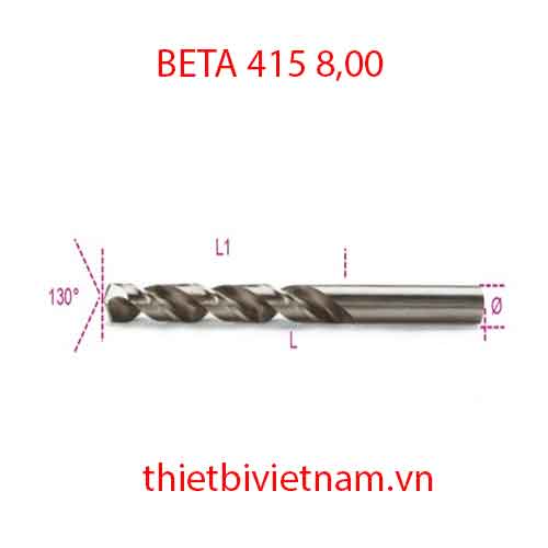 Bộ 5 chiếc TWIST DRILLS CYLINDRICAL HSS-CO BETA MODEL 415 8,00