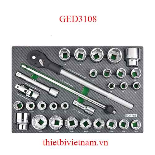 BỘ CẦN SIẾT VÀ ĐẦU TUÝP 3/4 INCH 31 CHI TIẾT TOPTUL GED3108