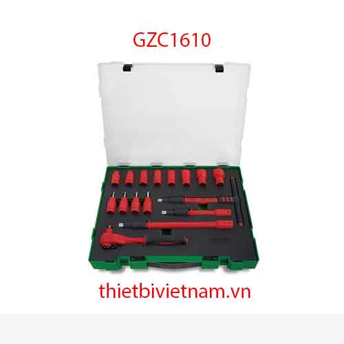 BỘ CẦN XIẾT VÀ ĐẦU TUÝP 3/8 INCH CÁCH ĐIỆN 16 CHI TIẾT TOPTUL GZC1610