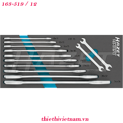 Bộ cờ lê hai đầu mở hazet 163-519/12