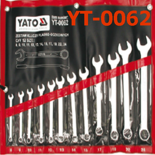 Bộ cờ lê vòng miệng (mờ) hệ mét  12 chi tiết Từ 8-24mm YT-0062