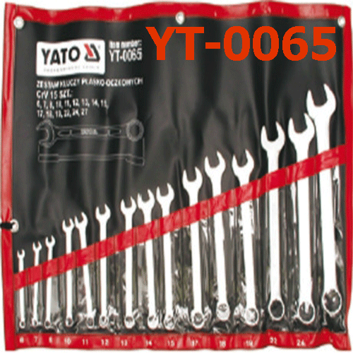 Bộ cờ lê vòng miệng  (mờ) hệ mét Từ 6-27mm 15 chi tiết YT-0065