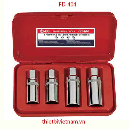  BỘ ĐẦU KHẨU 1/2 INCH 4 CHIẾC HỆ INCH DÙNG THÁO VÍT CẤY HÃNG GENIUS MODEL FD-404