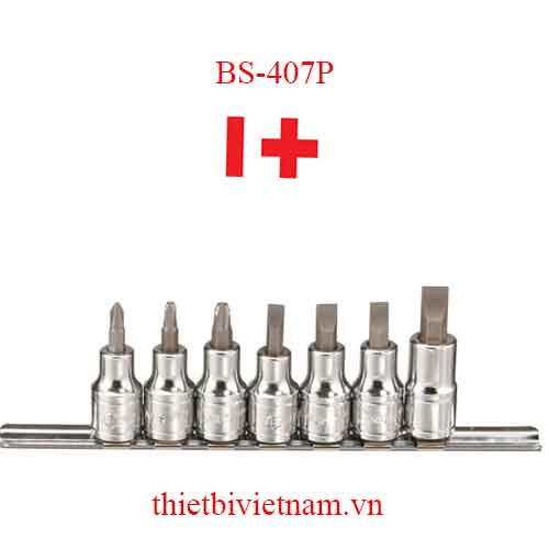 BỘ ĐẦU KHẨU 1/2 INCH ĐẦU VÍT 2 VÀ 4 CẠNH 7 CHIẾC HÃNG GENIUS BS-407P