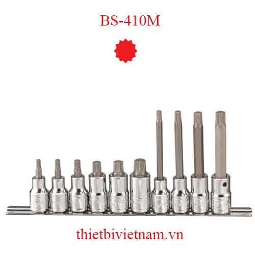 BỘ ĐẦU KHẨU 1/2 INCH ĐẦU VÍT HÌNH SAO 12 ĐỈNH 10 CHIẾC HÃNG GENIUSBS-410M