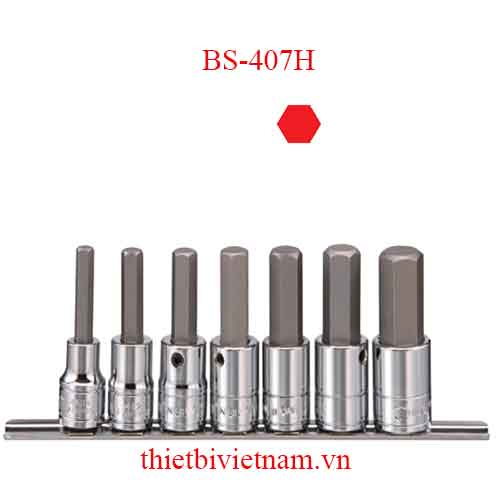 BỘ ĐẦU KHẨU 1/2 INCH ĐẦU VÍT LỤC GIÁC HỆ INCH 7 CHIẾC HÃNG GENIUS BS-407H
