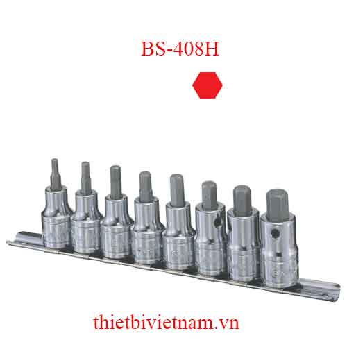 BỘ ĐẦU KHẨU 1/2 INCH ĐẦU VÍT LỤC GIÁC HỆ MÉT 8 CHIẾC HÃNG GENIUS BS-408H
