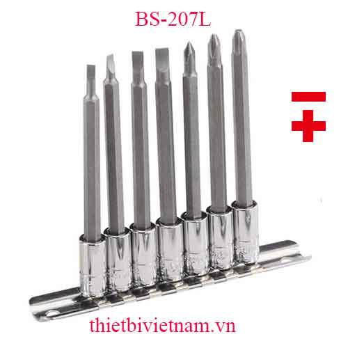 BỘ ĐẦU KHẨU 1/4 INCH ĐẦU VÍT 2 VÀ 4 CẠNH 7 CHIẾC HÃNG GENIUS BS-207L