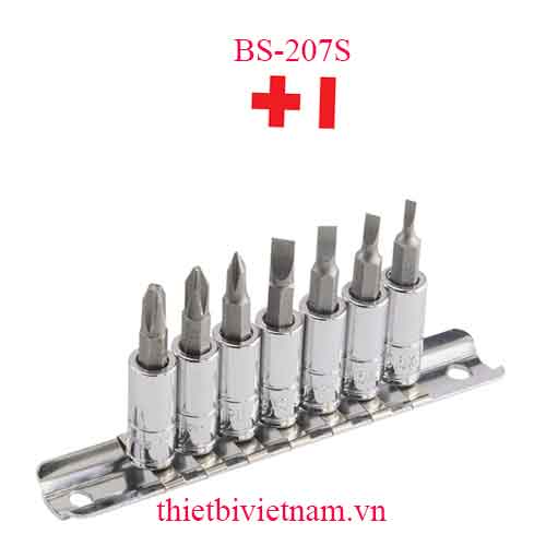 BỘ ĐẦU KHẨU 1/4 INCH ĐẦU VÍT 2 VÀ 4 CẠNH 7 CHIẾC HÃNG GENIUS BS-207S