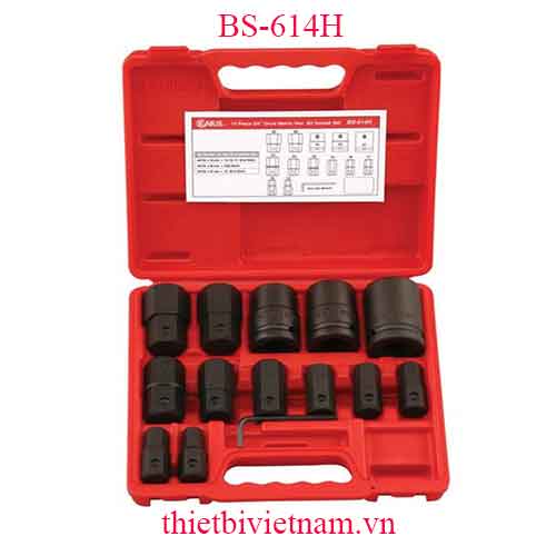 BỘ ĐẦU KHẨU 3/4 INCH ĐẦU VÍT LỤC GIÁC 14 CHIẾC HỆ MÉT BS-614H