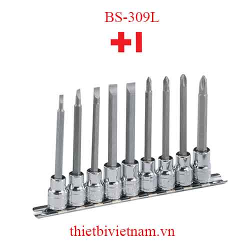 BỘ ĐẦU KHẨU 3/8 INCH ĐẦU VÍT 2 VÀ 4 CẠNH 9 CHIẾC HÃNG GENIUS BS-309L