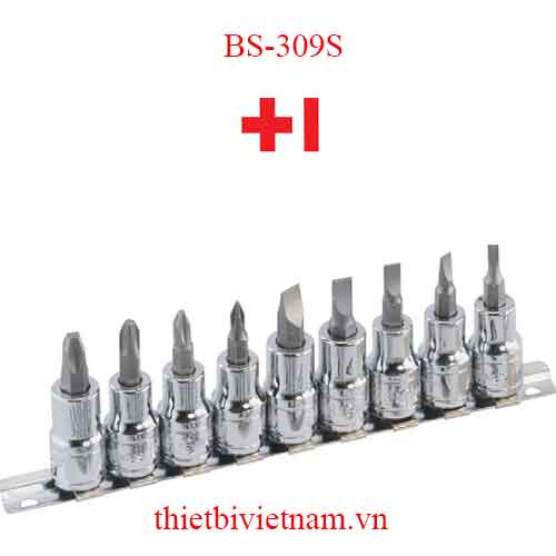 BỘ ĐẦU KHẨU 3/8 INCH ĐẦU VÍT 2 VÀ 4 CẠNH 9 CHIẾC HÃNG GENIUS BS-309S