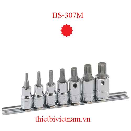 BỘ ĐẦU KHẨU 3/8 INCH ĐẦU VÍT HÌNH SAO 12 ĐỈNH 7 CHIẾC HÃNG GENIUS BS-307M