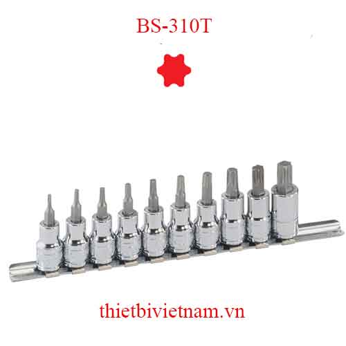BỘ ĐẦU KHẨU 3/8 INCH ĐẦU VÍT HÌNH SAO 6 ĐỈNH 10 CHIẾC HÃNG GENIUS BS-310T