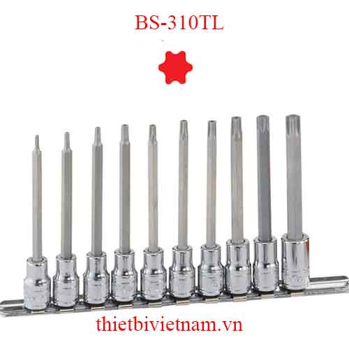 BỘ ĐẦU KHẨU 3/8 INCH ĐẦU VÍT HÌNH SAO LOẠI DÀI 6 ĐỈNH 10 CHIẾC HÃNG GENIUS BS-310TL