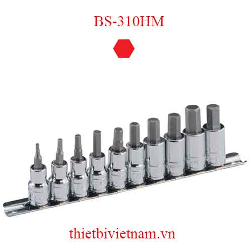 BỘ ĐẦU KHẨU 3/8 INCH ĐẦU VÍT LỤC GIÁC HỆ MÉT 10 CHIẾC HÃNG GENIUS BS-310HM