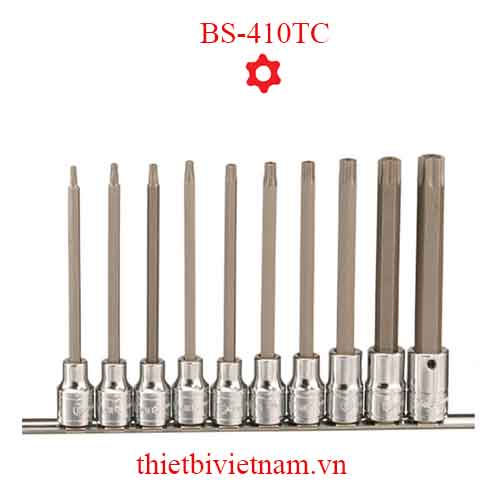 BỘ ĐẦU KHẨU ĐẦU VÍT 1/2 INCH ĐẦU VÍT HÌNH SAO LỖ 6 ĐỈNH 10 CHIẾC DÀI 150MML BS-410TC