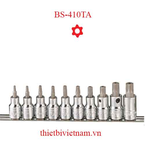 BỘ ĐẦU KHẨU ĐẦU VÍT 1/2 INCH ĐẦU VÍT HÌNH SAO LỖ 6 ĐỈNH 10 CHIẾC HÃNG GENIUS BS-410TA