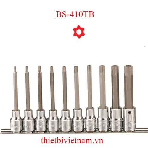 BỘ ĐẦU KHẨU ĐẦU VÍT 1/2 INCH ĐẦU VÍT HÌNH SAO LỖ 6 ĐỈNH 10 CHIẾC HÃNG GENIUS BS-410TB