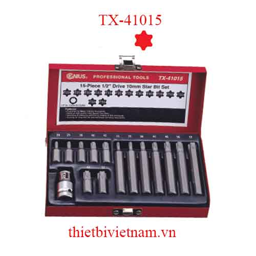 BỘ ĐẦU TUỐC NƠ VÍT HÌNH SAO 15 CHIẾC HÃNG GENIUS MODEL TX-41015