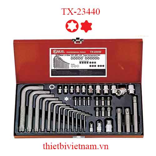 BỘ ĐẦU TUỐC NƠ VÍT VÀ ĐẦU KHẨU HÌNH SAO 40 CHIẾC GENIUS TX-23440