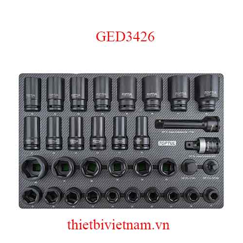 BỘ ĐẦU TUÝP ĐEN 3/4 INCH 34PCS TOPTUL GED3426