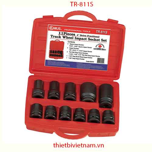 BỘ KHẨU 1 INCH 11 CHIÊC CHUYÊN DÙNG SỬA CHỮA XE Ô TÔ HÃNG GENIUS MODEL TR-811S