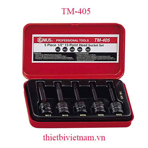 BỘ KHẨU 1/2 INCH ĐẦU VÍT HÌNH SAO 12 ĐỈNH 5 CHIẾC HÃNG GENIUS TM-405